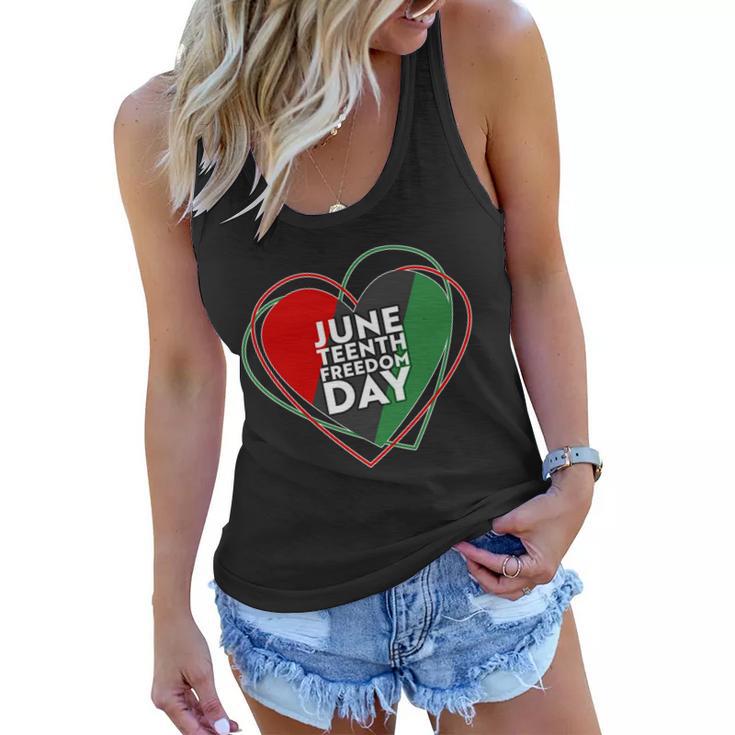 Juneteenth Freedom Day Heart Traditional Colors Women Flowy Tank