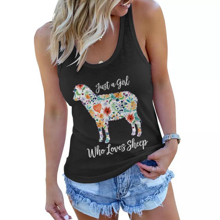Just A Girl Who Loves Sheep Cute Funny For Women Graphic Design Printed Casual Daily Basic Women Flowy Tank