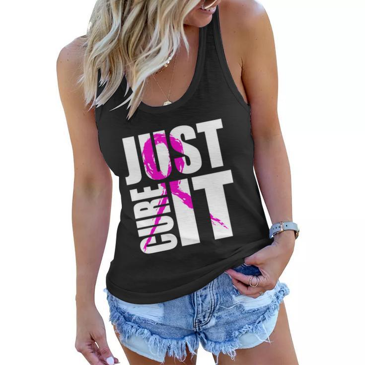 Just Cure It Breast Cancer Awareness Pink Ribbon Women Flowy Tank