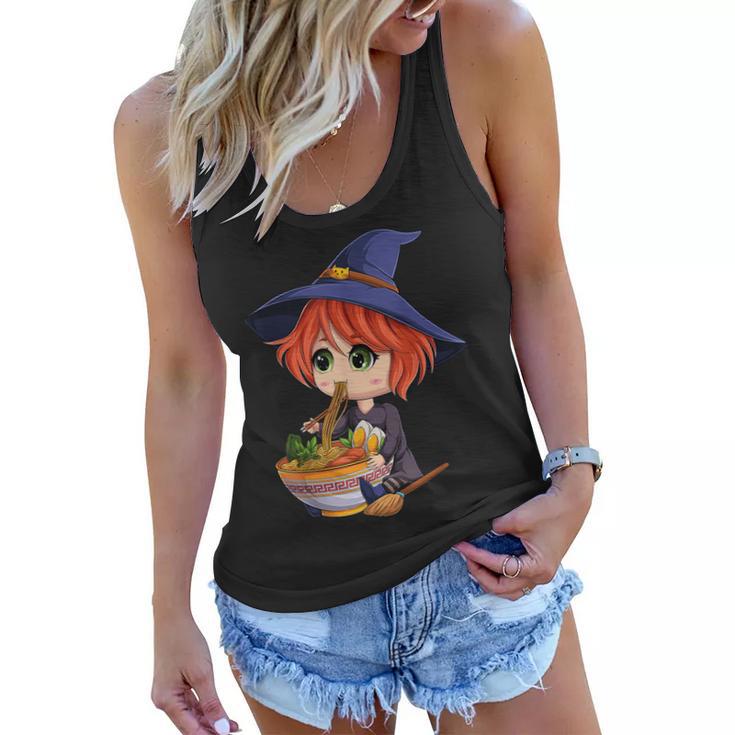 Kawaii Japanese Anime Witch Halloween Ramen Food Lovers  Women Flowy Tank