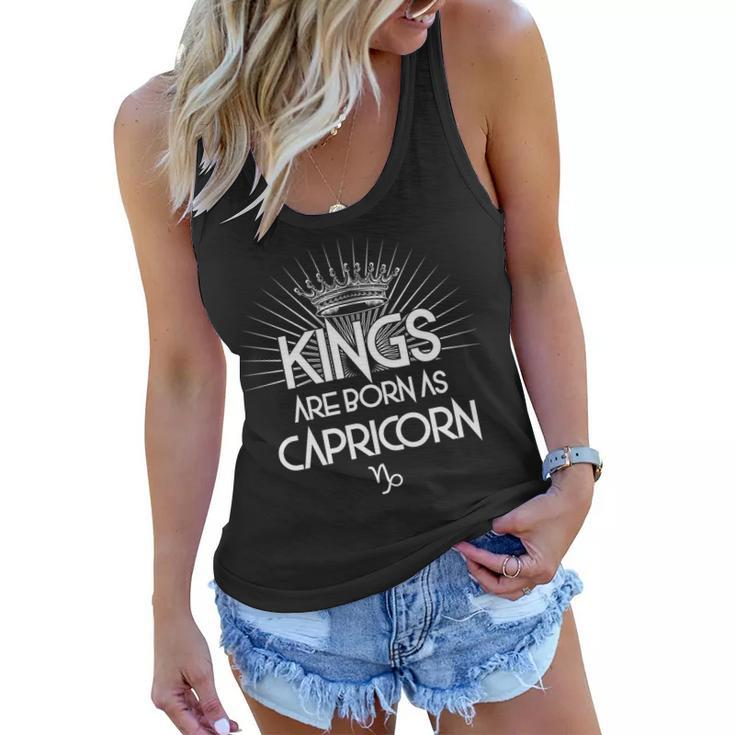 Kings Are Born As Capricorn Graphic Design Printed Casual Daily Basic Women Flowy Tank