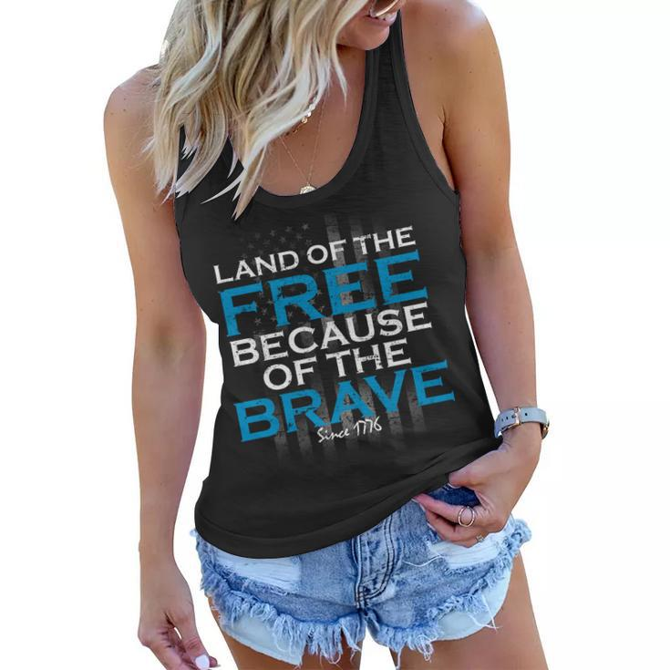 Land Of The Free Because Of The Brave Usa Women Flowy Tank