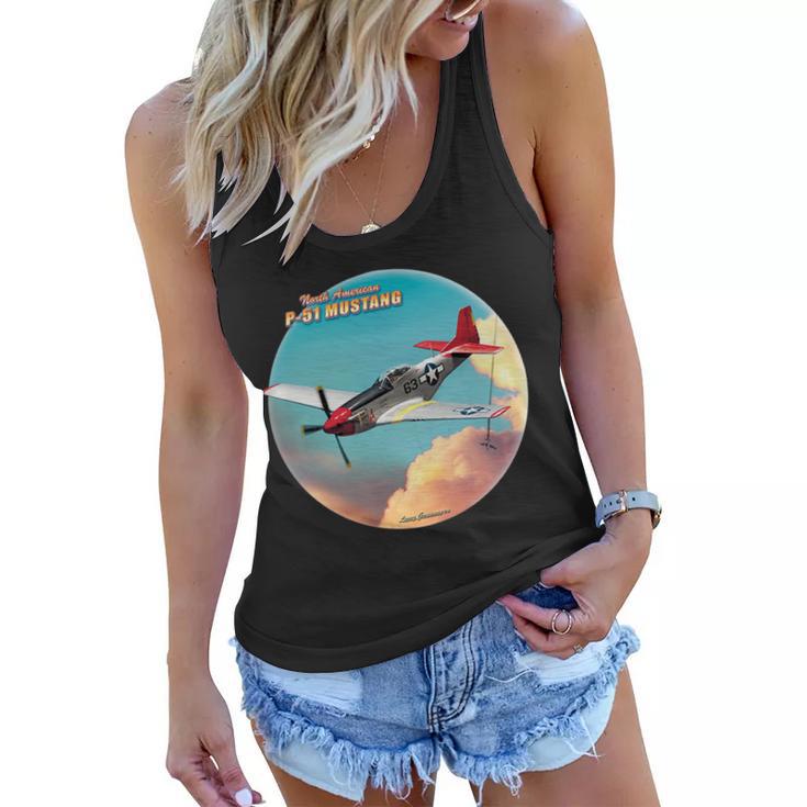 Larry Grossman - P-51 Mustang Plane Tshirt Women Flowy Tank