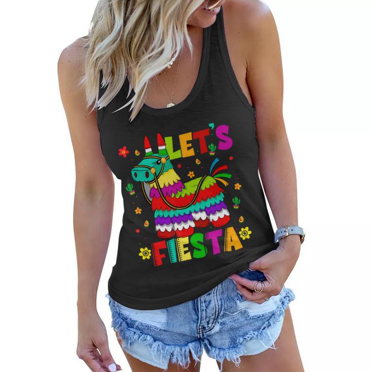 Lets Fiesta Cinco De Mayo Mexican Party Mexico Donkey Pinata Women Flowy Tank