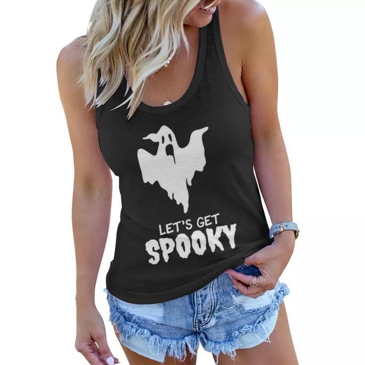 Lets Get Spooky Ghost Boo Halloween Quote Women Flowy Tank