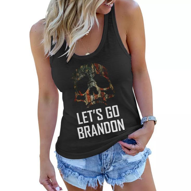 Lets Go Brandon American Grunge Skull Tshirt Women Flowy Tank