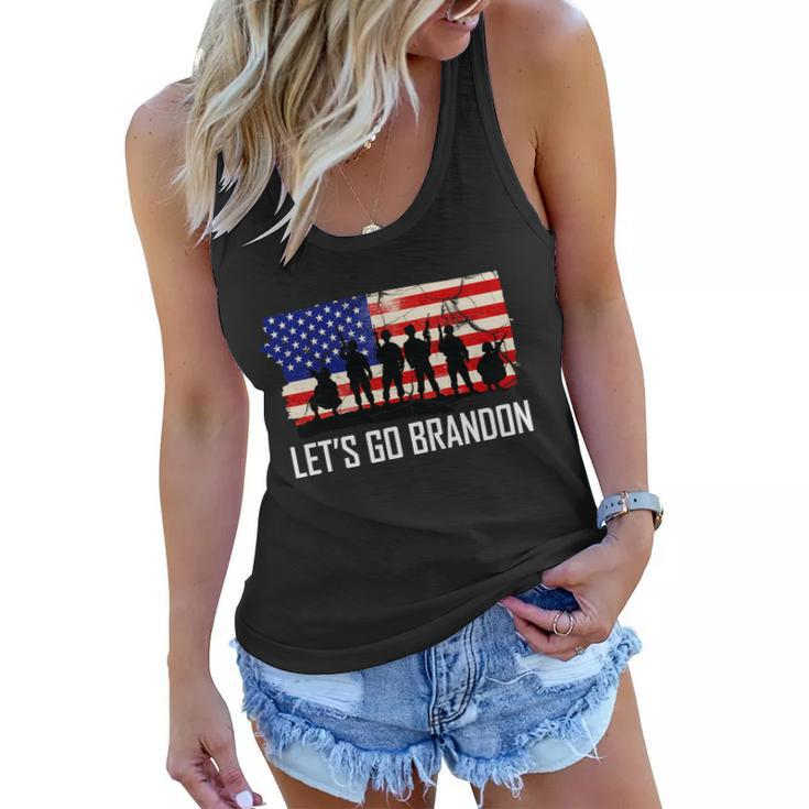 Lets Go Brandon Military Troops American Flag Tshirt Women Flowy Tank