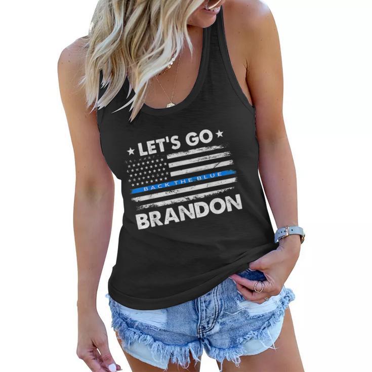 Lets Go Brandon Shirt Thin Blue Line Us Flag Women Flowy Tank