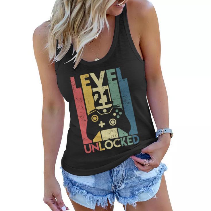 Level 21 Unlocked Shirt Funny Video Gamer 21St Birthday Gift Women Flowy Tank