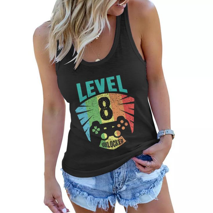 Level 8 Unlocked 8Th Birthday Boy Girl Gamer Level  Women Flowy Tank