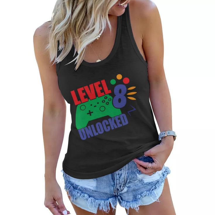 Level 8 Unlocked  8Th Gamer Video Game Birthday Video Game Graphic Design Printed Casual Daily Basic Women Flowy Tank