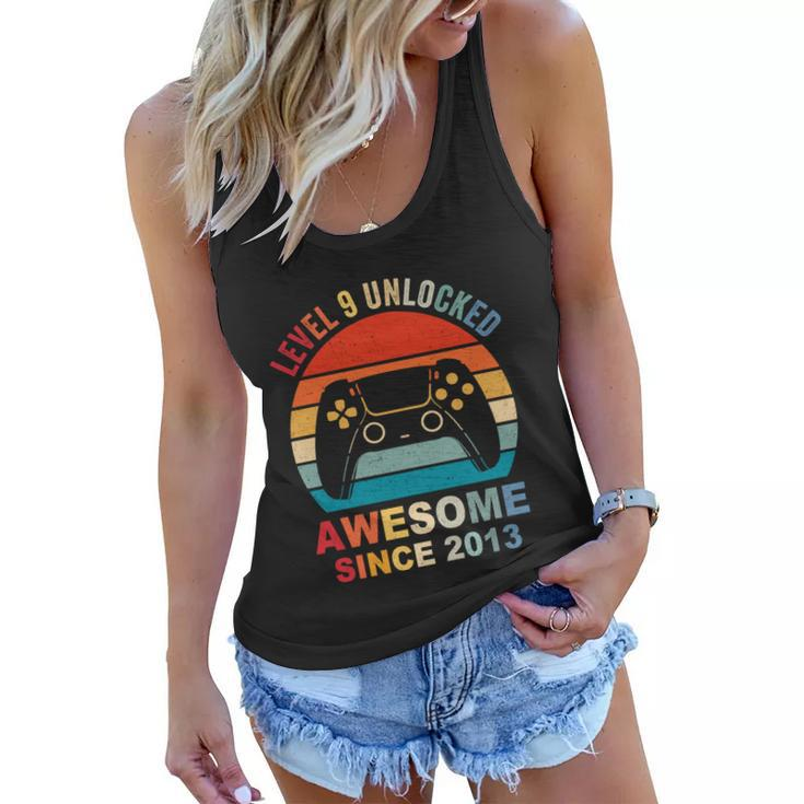 Level 9 Unlocked Awesome 2013 Video Game 9Th Birthday Boy Cool Gift Women Flowy Tank