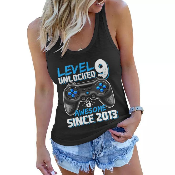 Level 9 Unlocked Awesome 2013 Video Game 9Th Birthday Gift Women Flowy Tank