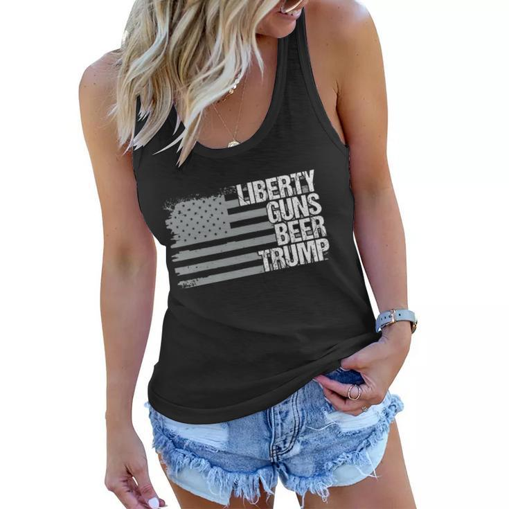 Liberty Guns Beer Trump Lgbt Gift For Supporters Dad Grandpa Veteran Us Flag Fun Women Flowy Tank