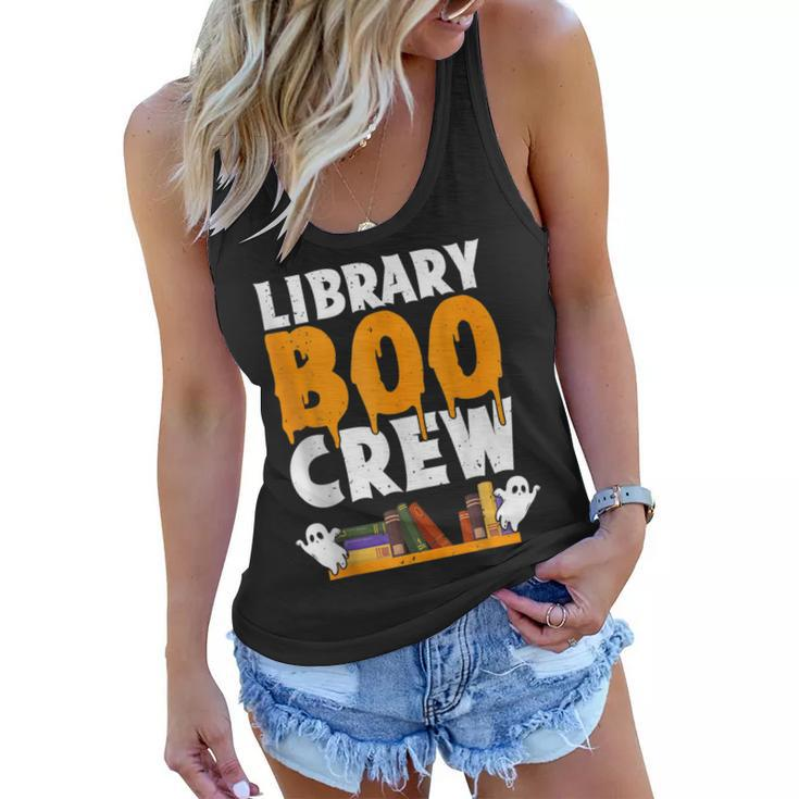 Library Boo Crew School Librarian Ghost Halloween Boys Girls  Women Flowy Tank