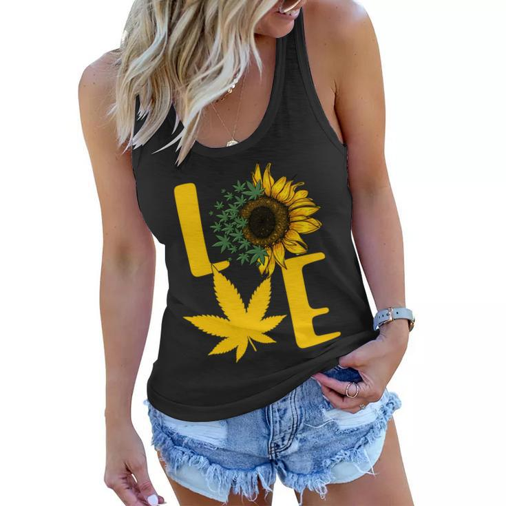 Love Cannabis Sunflower Women Flowy Tank