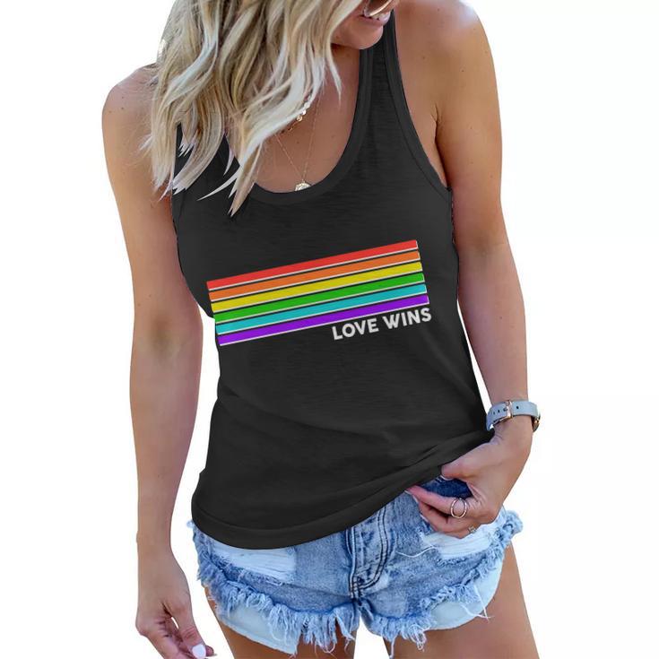 Love Wins Rainbow Stripes Thin Lines Tshirt Women Flowy Tank