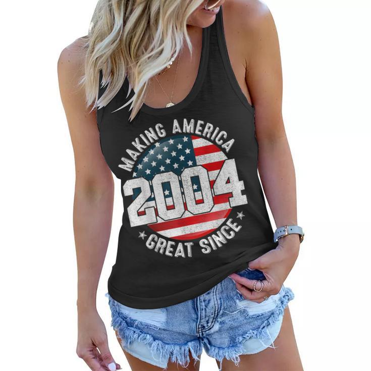 Making America Great Since 2004 Usa Flag Retro 18Th Birthday  Women Flowy Tank