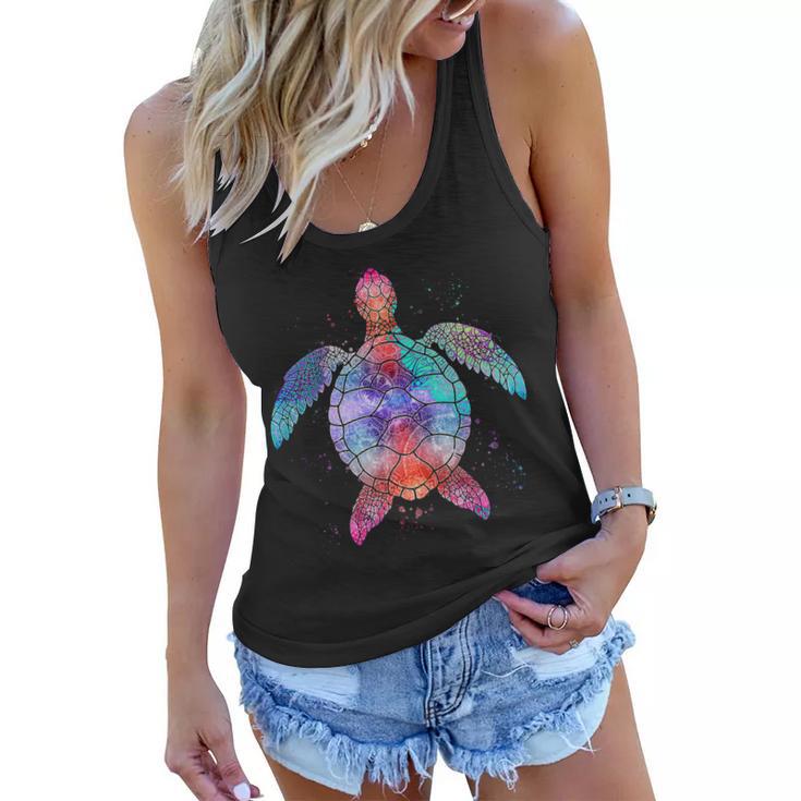 Mandala Sea Turtle Tshirt Women Flowy Tank