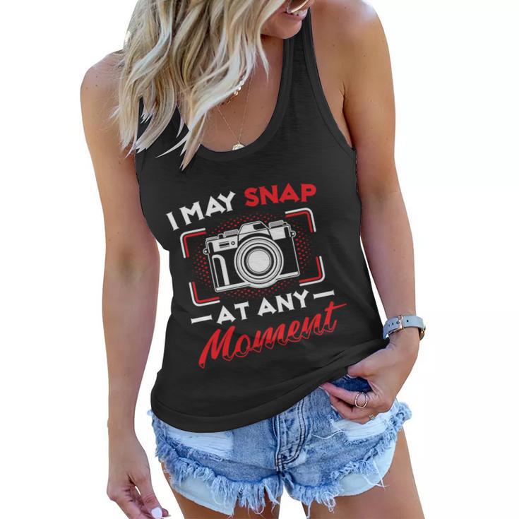 May Snap At Any Moment Photography Camera Photographer Gift Women Flowy Tank