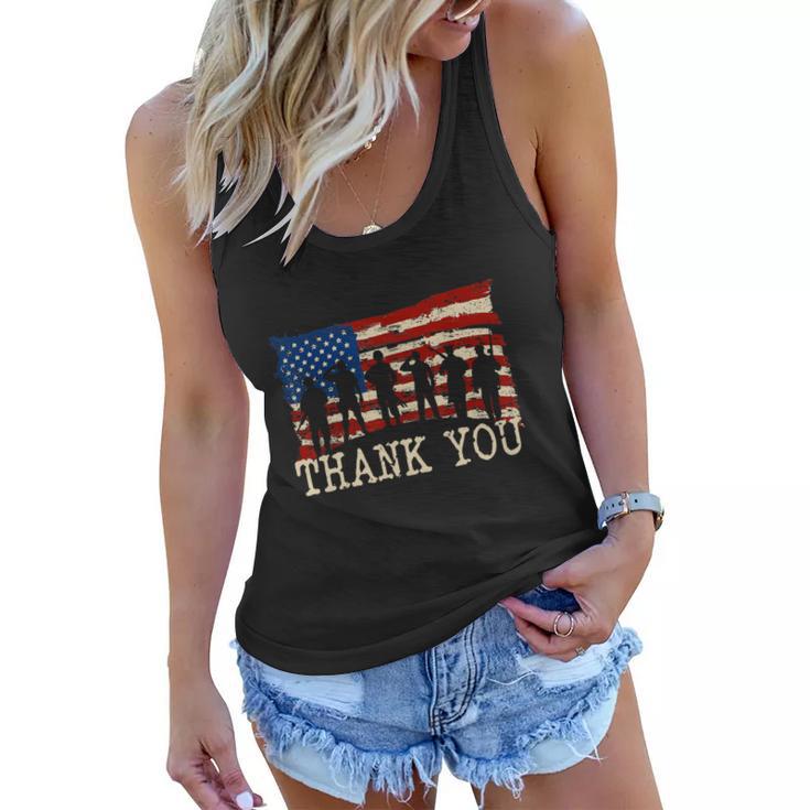 Memorial Day American Flag Thank You Veterans Proud Veteran Women Flowy Tank