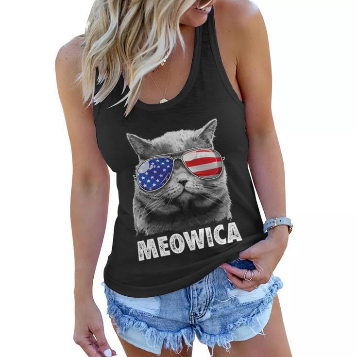 Meowica Cat 4Th Of July Merica Men Women Usa American Flag Women Flowy Tank