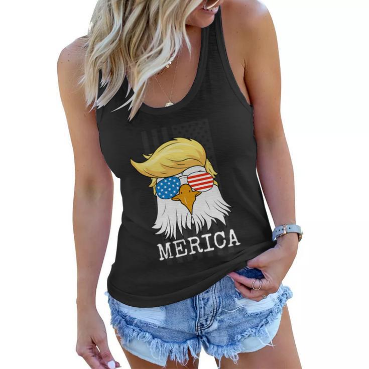 Merica Bald Eagle 4Th Of July Trump American Flag Funny Gift Women Flowy Tank