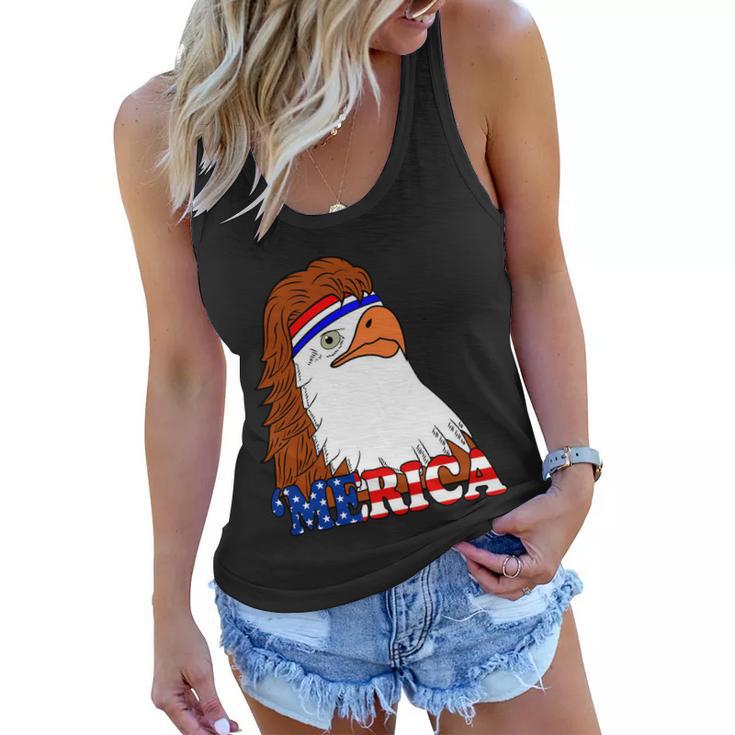 Merica Bald Eagle Retro Usa Flag Tshirt Women Flowy Tank