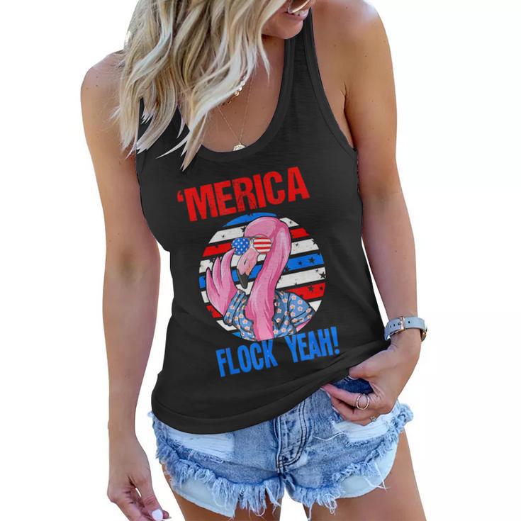 Merica Flock Yeah 4Th July Funny Patriotic Flamingo Women Flowy Tank