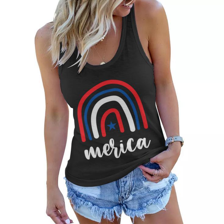 Merica Rainbows 4Th Of July Usa Flag Plus Size Graphic Tee For Men Women Family Women Flowy Tank