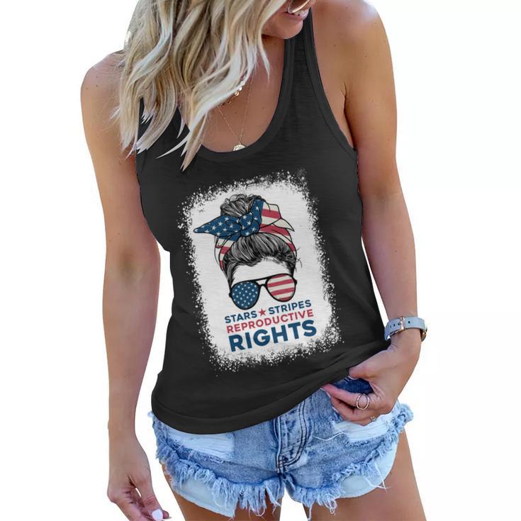 Messy Bun American Flag Stars Stripes Reproductive Rights Gift V3 Women Flowy Tank