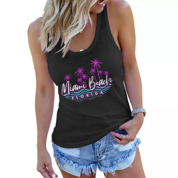 Miami Beach Florida Neon Tshirt Women Flowy Tank