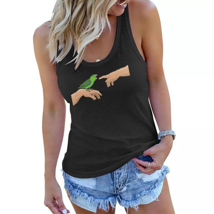 Michelangelo Angry Green Parrotlet Birb Memes Parrot Owner Women Flowy Tank