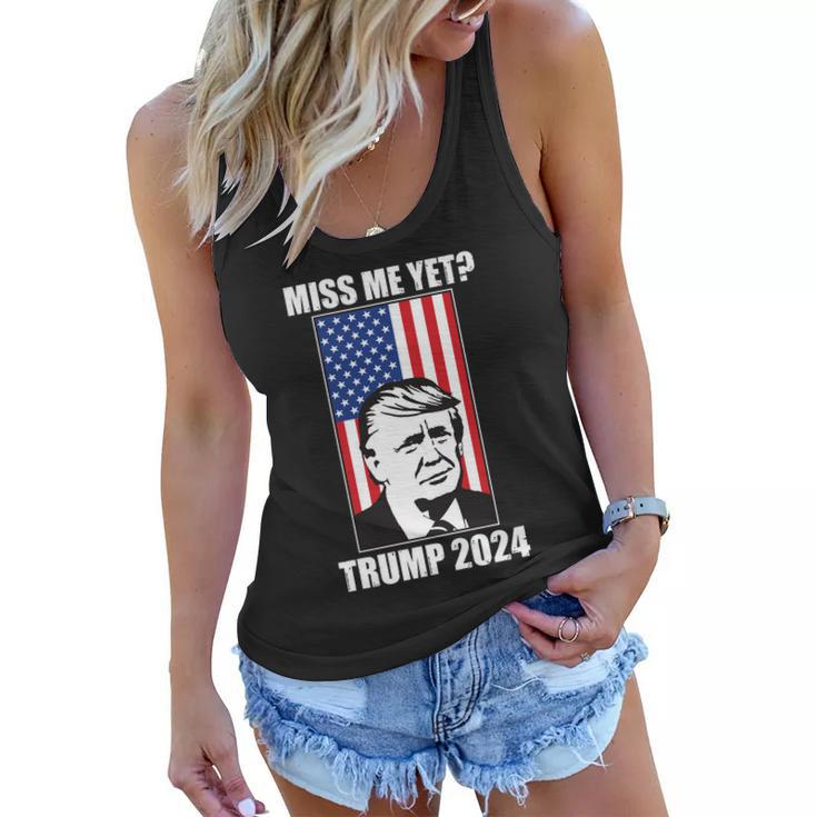 Miss Me Yet Trump 2024 Usa American Flag Tshirt Women Flowy Tank