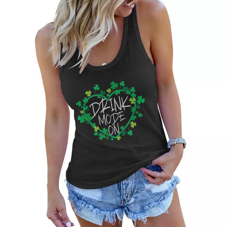 Mode On Happy St Patricks Day Flag Irish Shamrock Funny Gift Graphic Design Printed Casual Daily Basic Women Flowy Tank