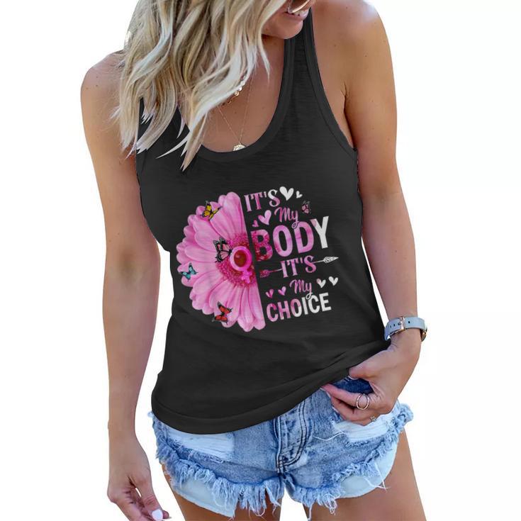 My Body Choice Uterus Business Butterfly Flower Women Flowy Tank