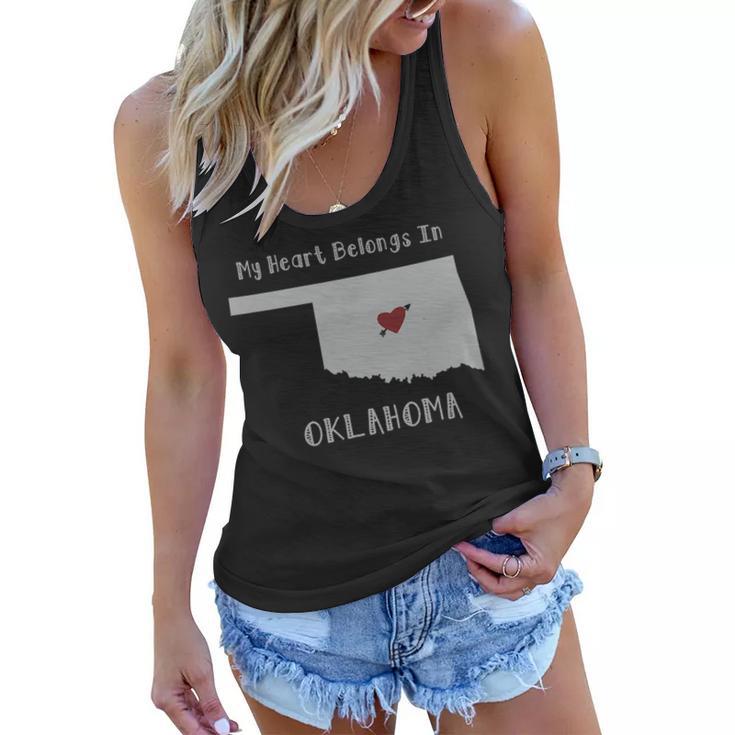 My Heart Belongs In Oklahoma Women Flowy Tank