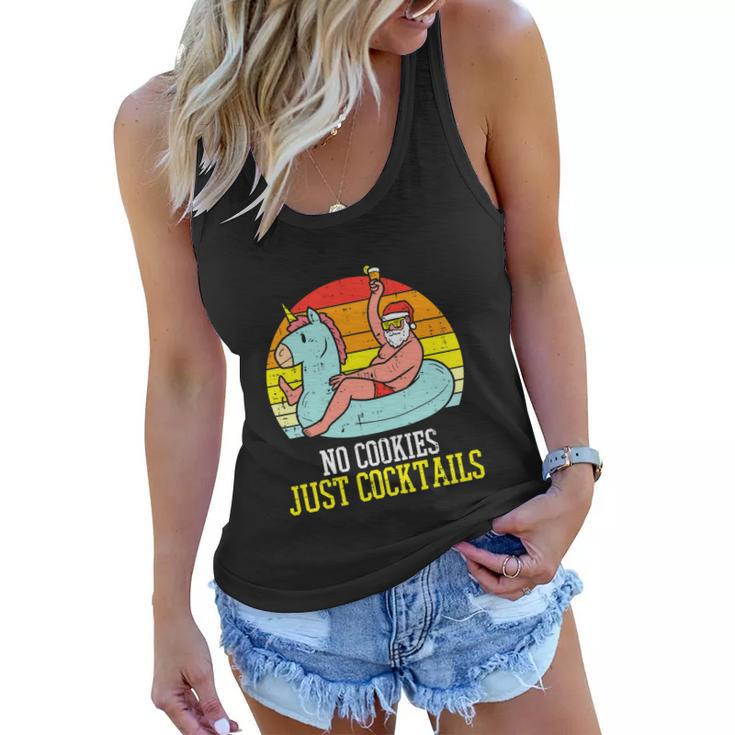 No Cookies Cocktails Santa Summer Funny Christmas In July Women Flowy Tank