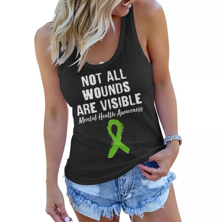 Not All Wounds Are Visible Mental Health Awareness Tshirt Women Flowy Tank