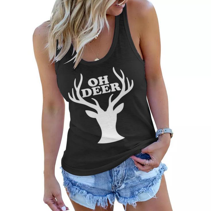 Oh Deer Funny Christmas Tshirt Women Flowy Tank