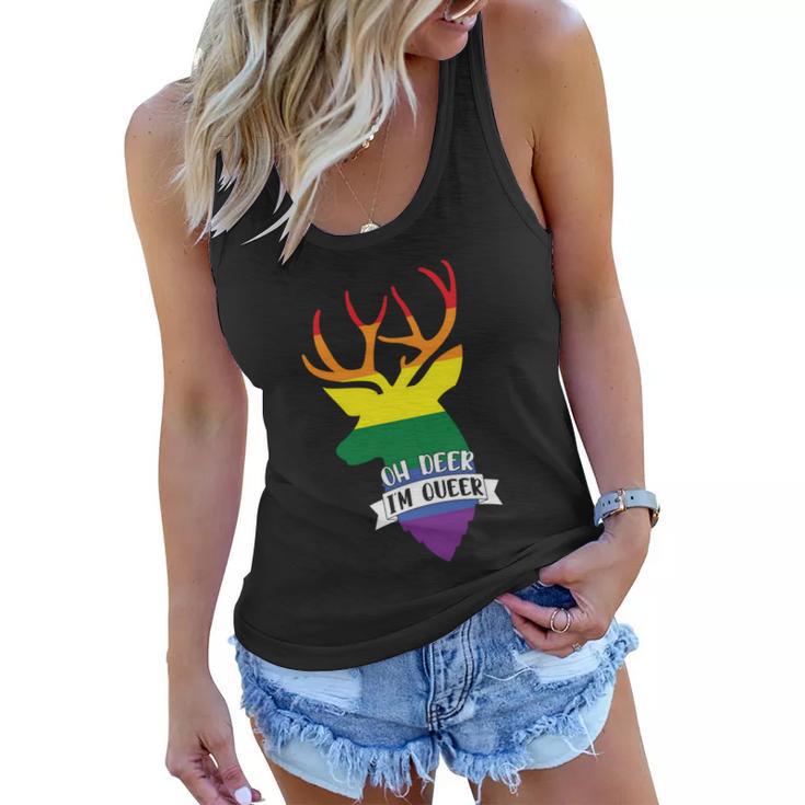 Oh Deer Im Queer Lgbt Gay Pride Lesbian Bisexual Ally Quote Women Flowy Tank