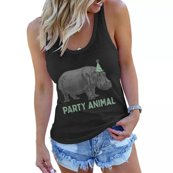 Party Animal Hippo Birthday Gift Funny Hippo Birthday Gift Women Flowy Tank