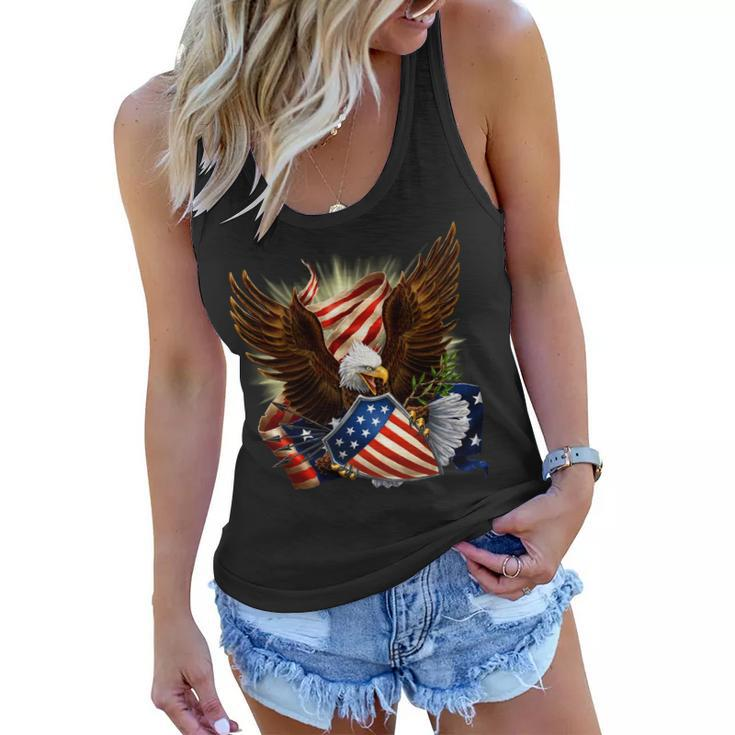 Patriot Eagle American Shield Tshirt Women Flowy Tank