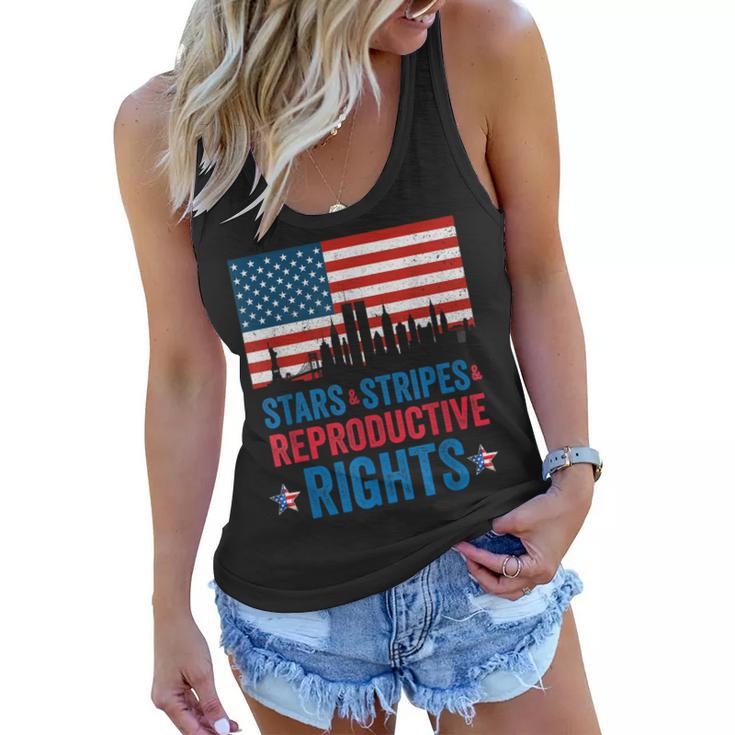 Patriotic 4Th Of July  Stars Stripes Reproductive Right  V4 Women Flowy Tank