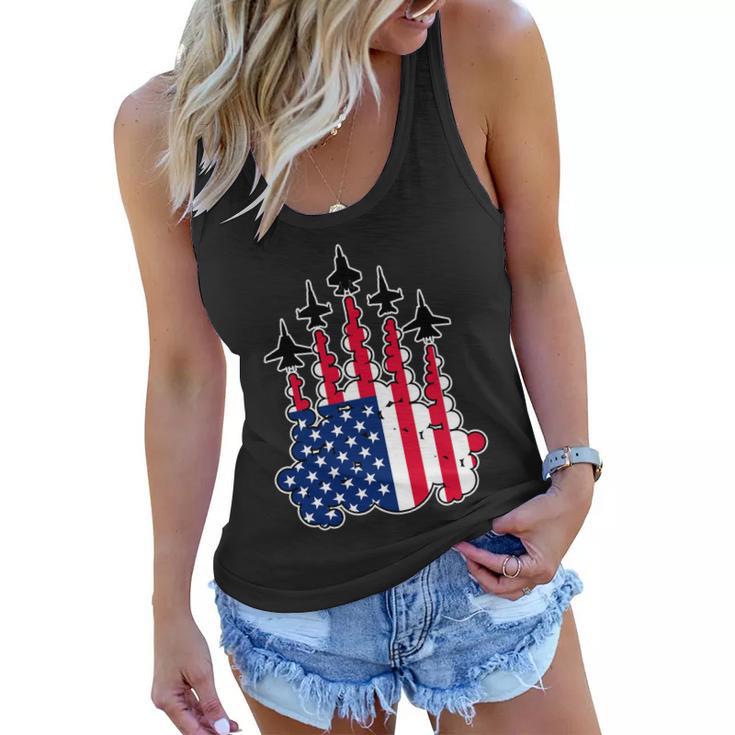 Patriotic Plane Flag Women Flowy Tank