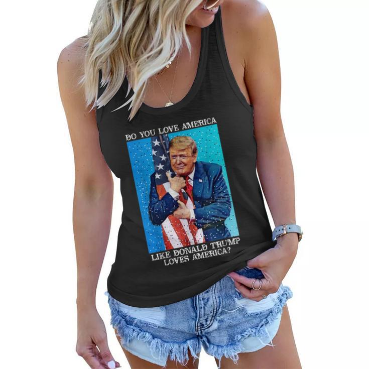Patriotic Trump Hugging Flag Pro Trump Republican Gifts Women Flowy Tank