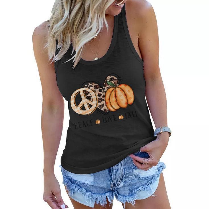Peace Love Fall Thanksgiving Quote V2 Women Flowy Tank