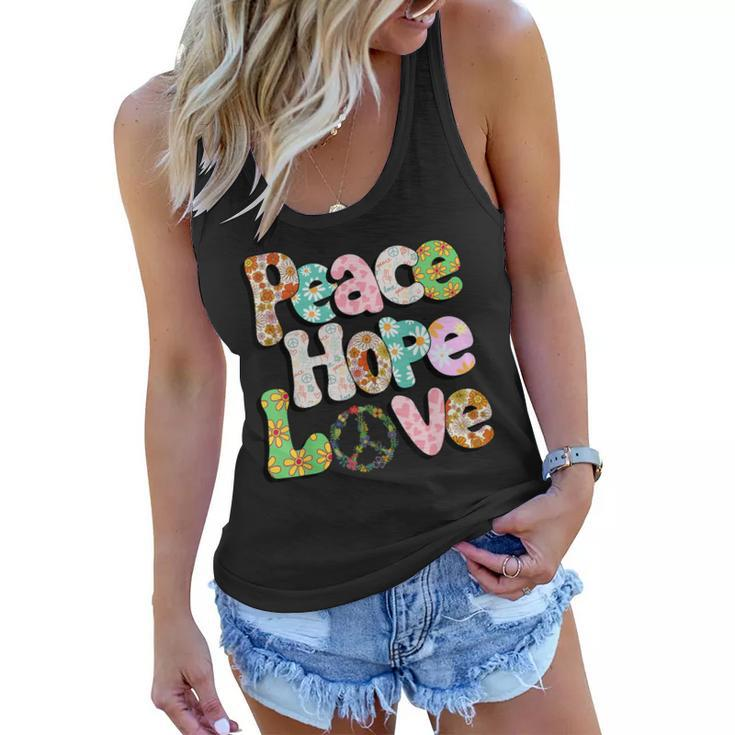 Peace Sign Love 60S 70S Tie Dye Hippie Halloween Costume  V3 Women Flowy Tank