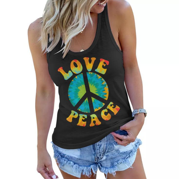 Peace Sign Love 60S 70S Tie Dye Hippie Halloween Costume  V9 Women Flowy Tank