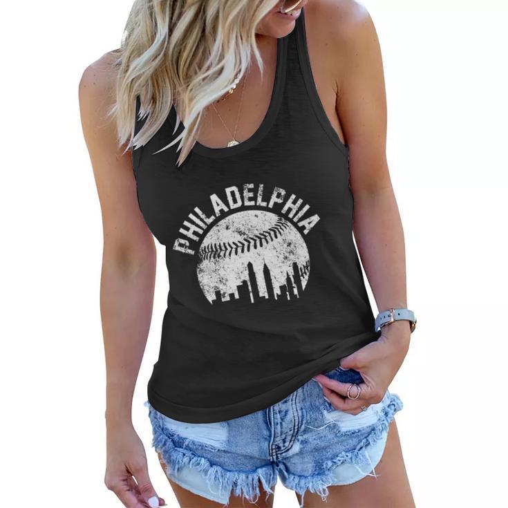 Philadelphia Baseball City Skyline Vintage Tshirt Women Flowy Tank